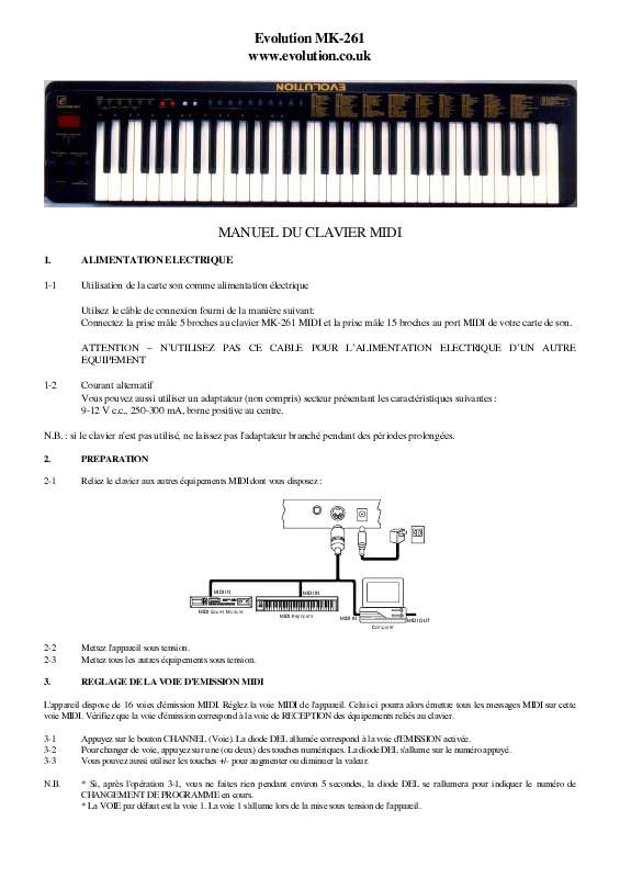 Guide utilisation M-AUDIO MK-261  de la marque M-AUDIO