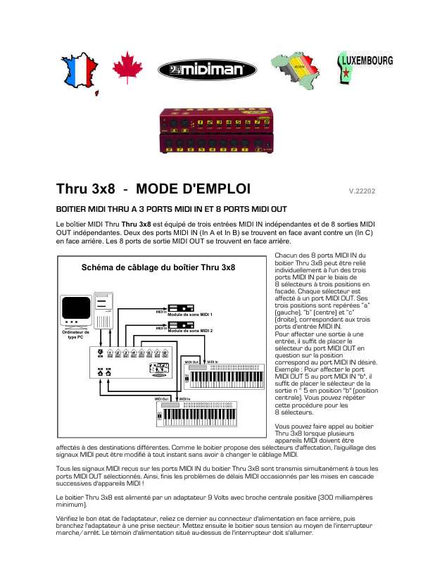 Guide utilisation M-AUDIO THRU 3X8  de la marque M-AUDIO