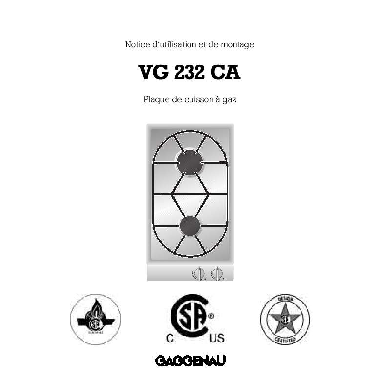 Guide utilisation  GAGGENAU VG232232CA  de la marque GAGGENAU