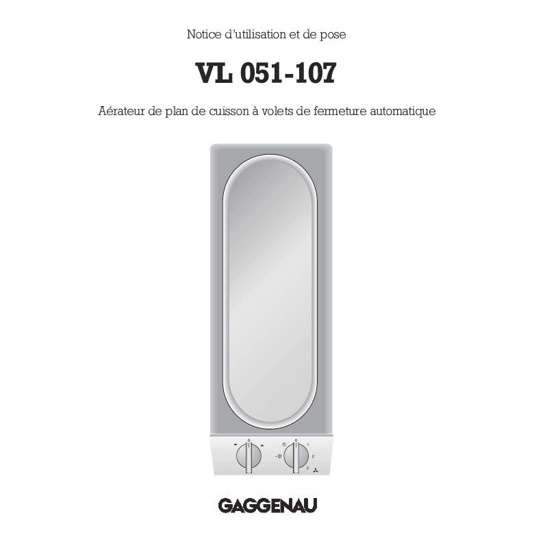 Guide utilisation  GAGGENAU VL051107  de la marque GAGGENAU