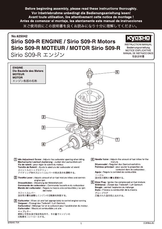 Guide utilisation  KYOSHO SIRIO S09-R  de la marque KYOSHO