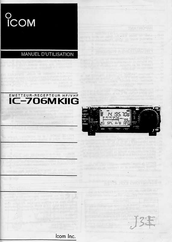 Guide utilisation ICOM IC-706MKIIG  de la marque ICOM
