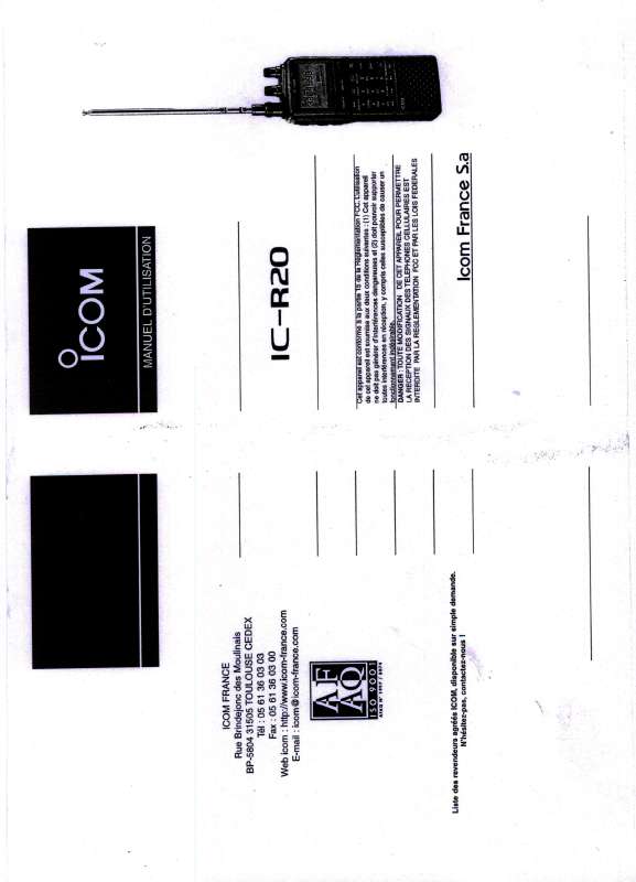 Guide utilisation ICOM IC-R20  de la marque ICOM