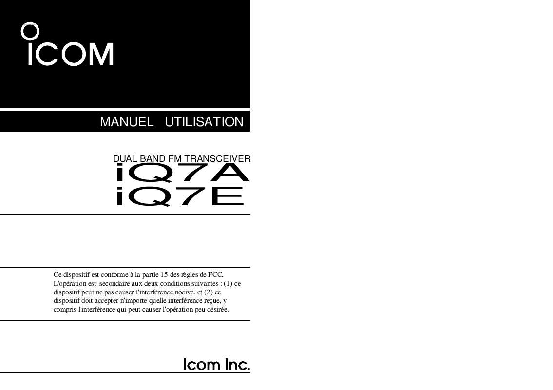Guide utilisation ICOM IC-Q7A  de la marque ICOM
