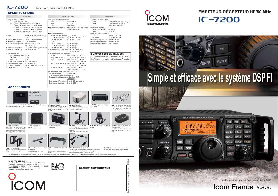 Guide utilisation ICOM IC-7200  de la marque ICOM