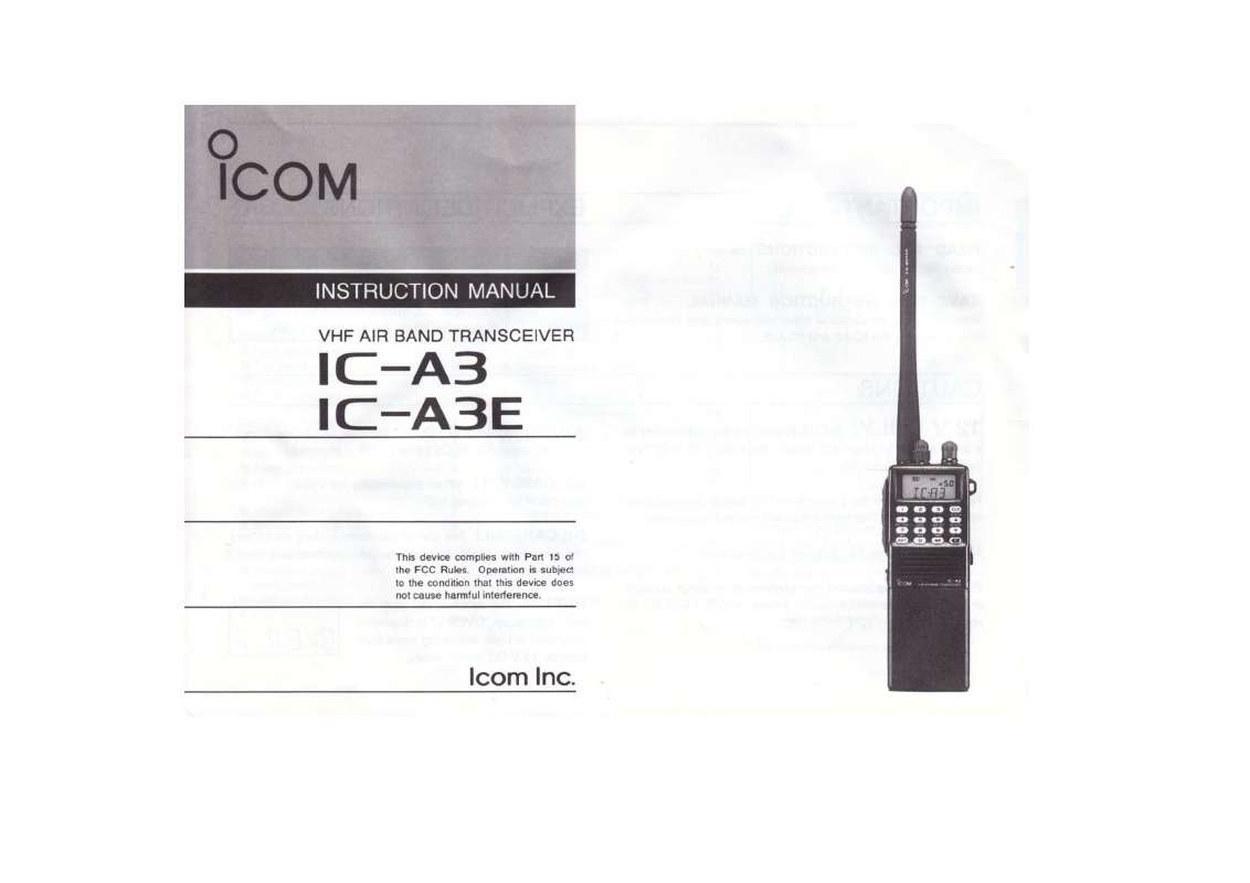 Guide utilisation ICOM IC-A3  de la marque ICOM