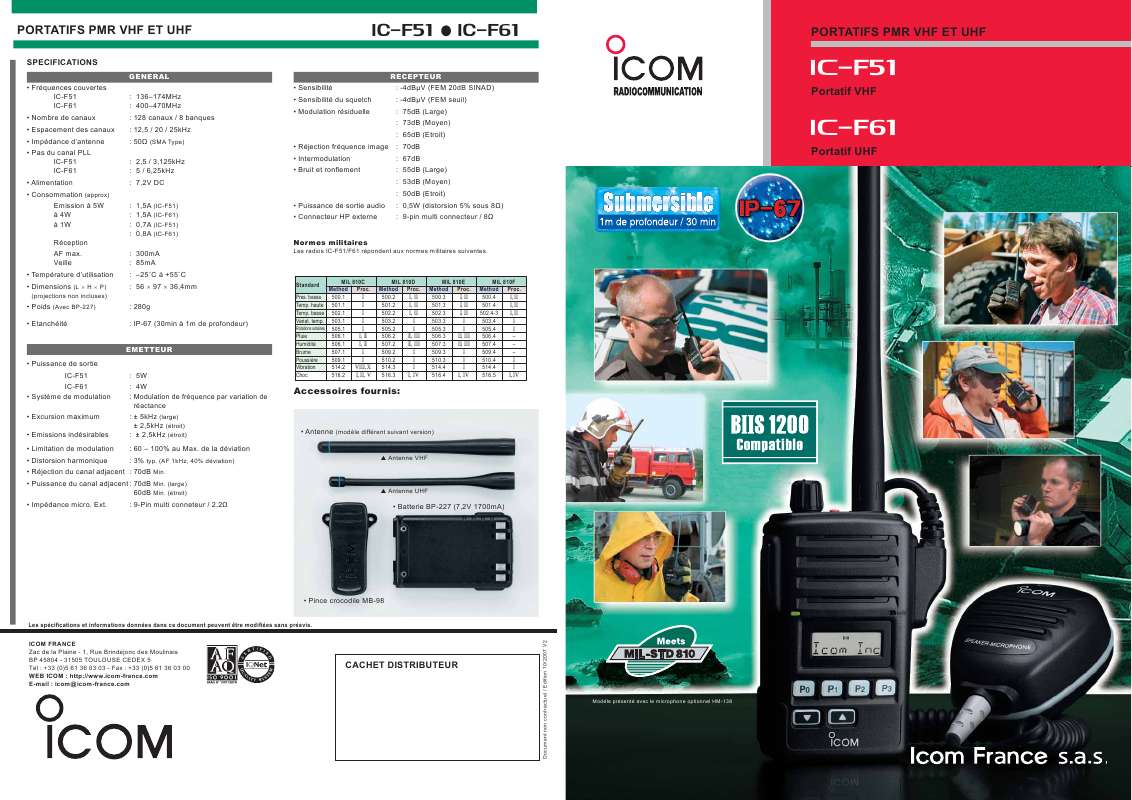 Guide utilisation ICOM IC-F61  de la marque ICOM