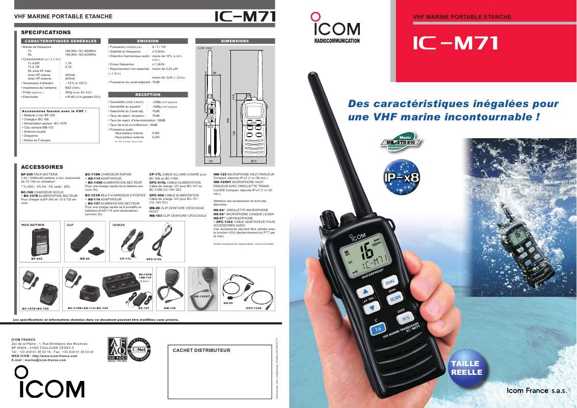 Guide utilisation ICOM IC-M71  de la marque ICOM
