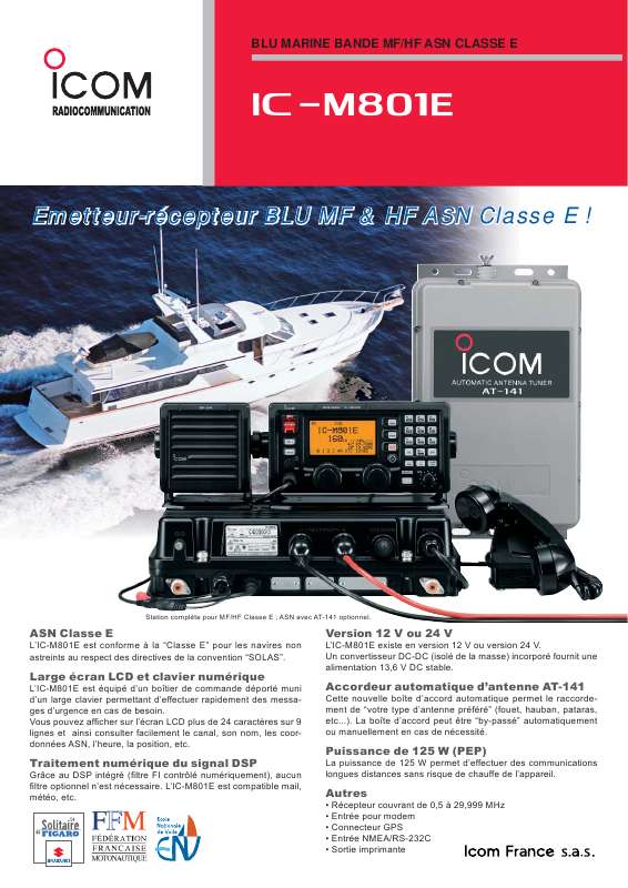 Guide utilisation ICOM IC-M801E  de la marque ICOM