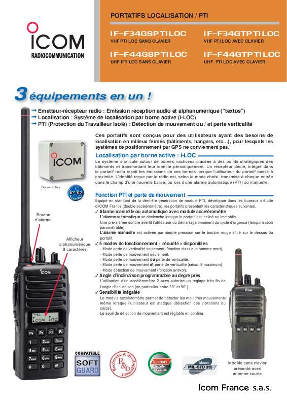 Guide utilisation ICOM IF-F34GSPTILOC  de la marque ICOM