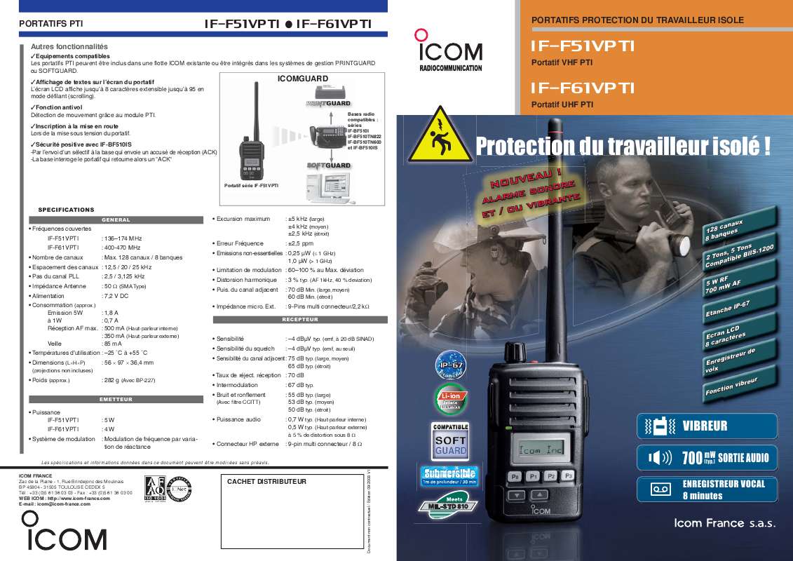 Guide utilisation ICOM IF-F61VPTI  de la marque ICOM