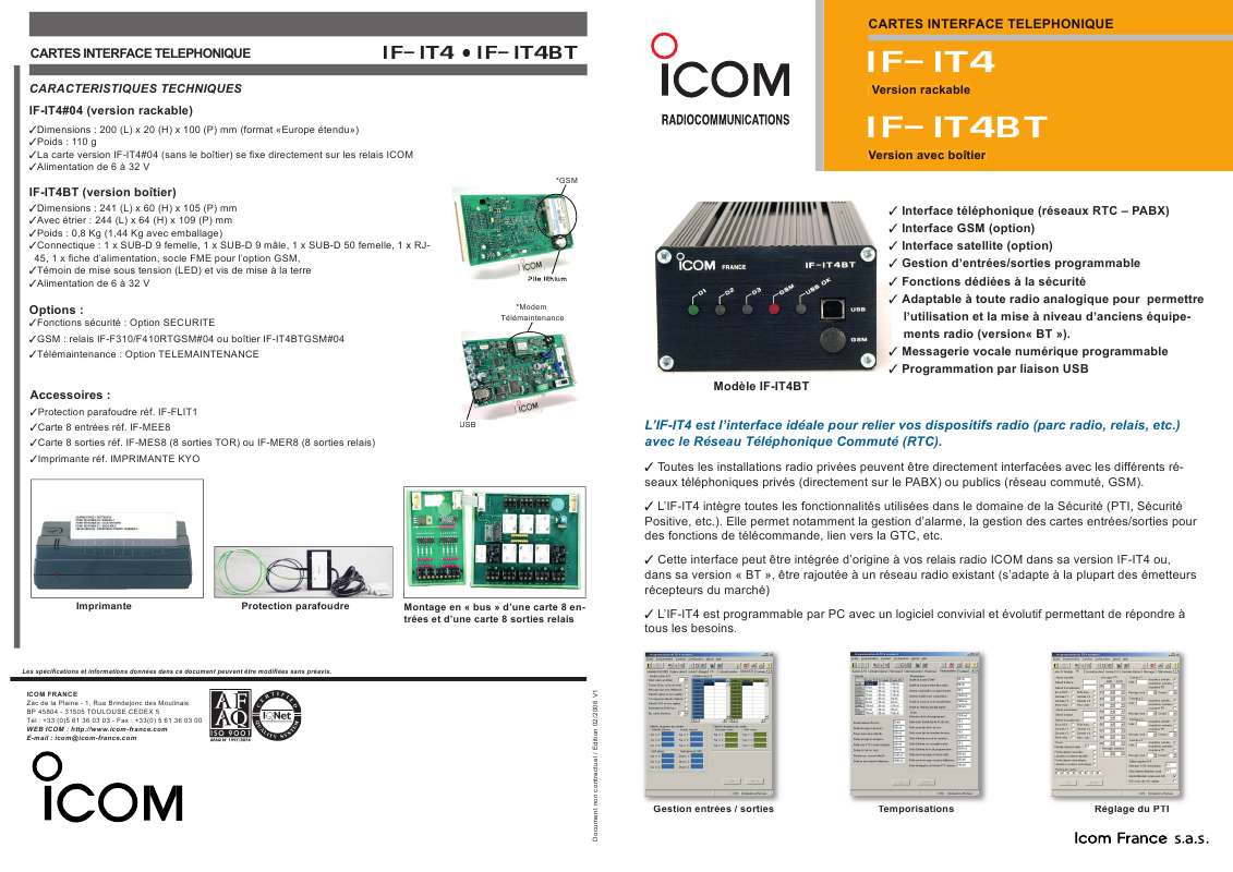 Guide utilisation ICOM IF-IT4BT  de la marque ICOM