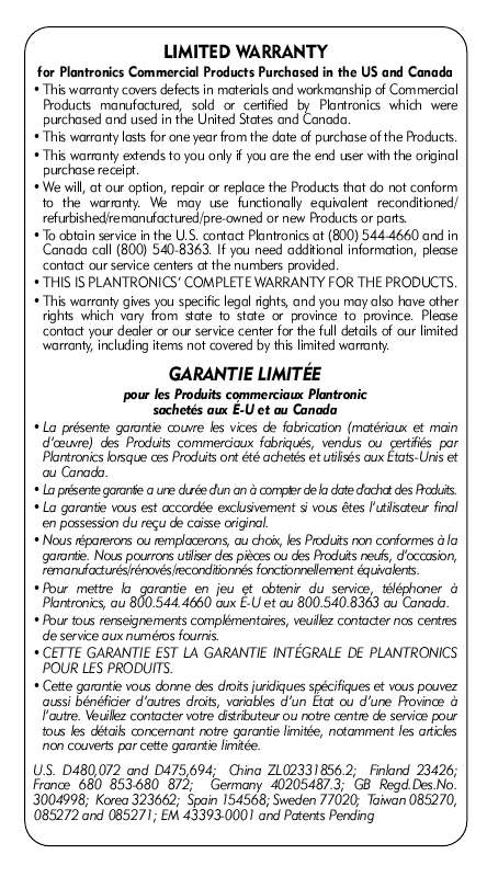 Guide utilisation PLANTRONICS MX150PC  de la marque PLANTRONICS