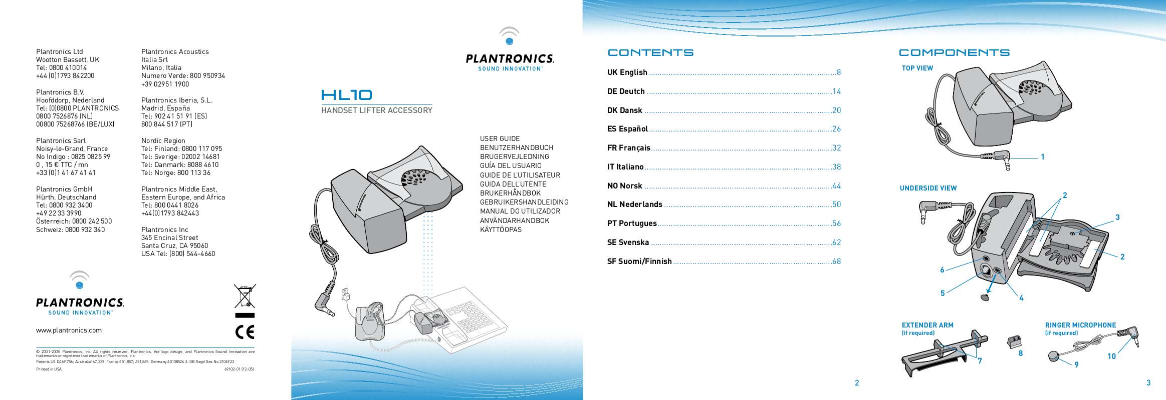 Guide utilisation PLANTRONICS HL 10  de la marque PLANTRONICS