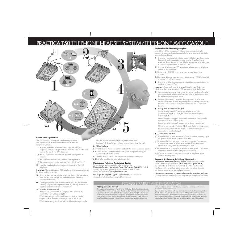 Guide utilisation PLANTRONICS PRACTICA T50  de la marque PLANTRONICS