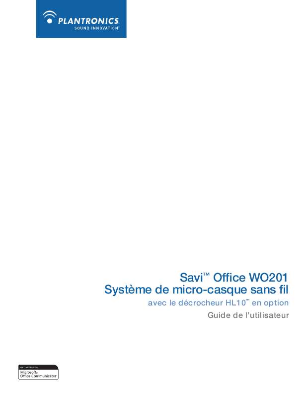 Guide utilisation PLANTRONICS SAVI OFFICE WO201  de la marque PLANTRONICS