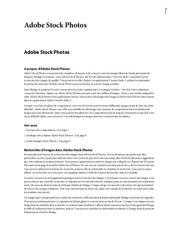 Guide utilisation ADOBE STOCK PHOTOS  de la marque ADOBE
