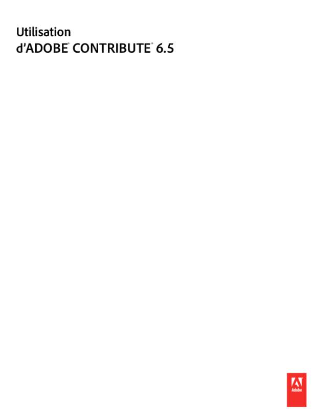 Guide utilisation ADOBE CONTRIBUTE 6.5  de la marque ADOBE