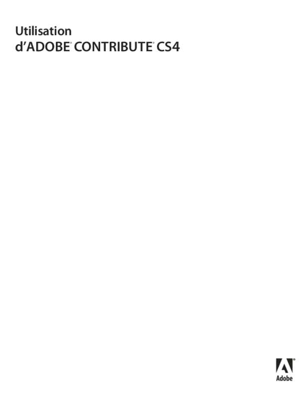 Guide utilisation ADOBE CONTRIBUTE CS4  de la marque ADOBE