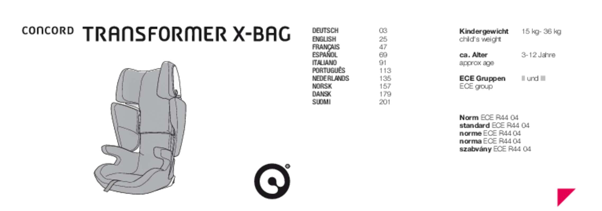 Guide utilisation CONCORD TRANSFORMER X-BAG  de la marque CONCORD