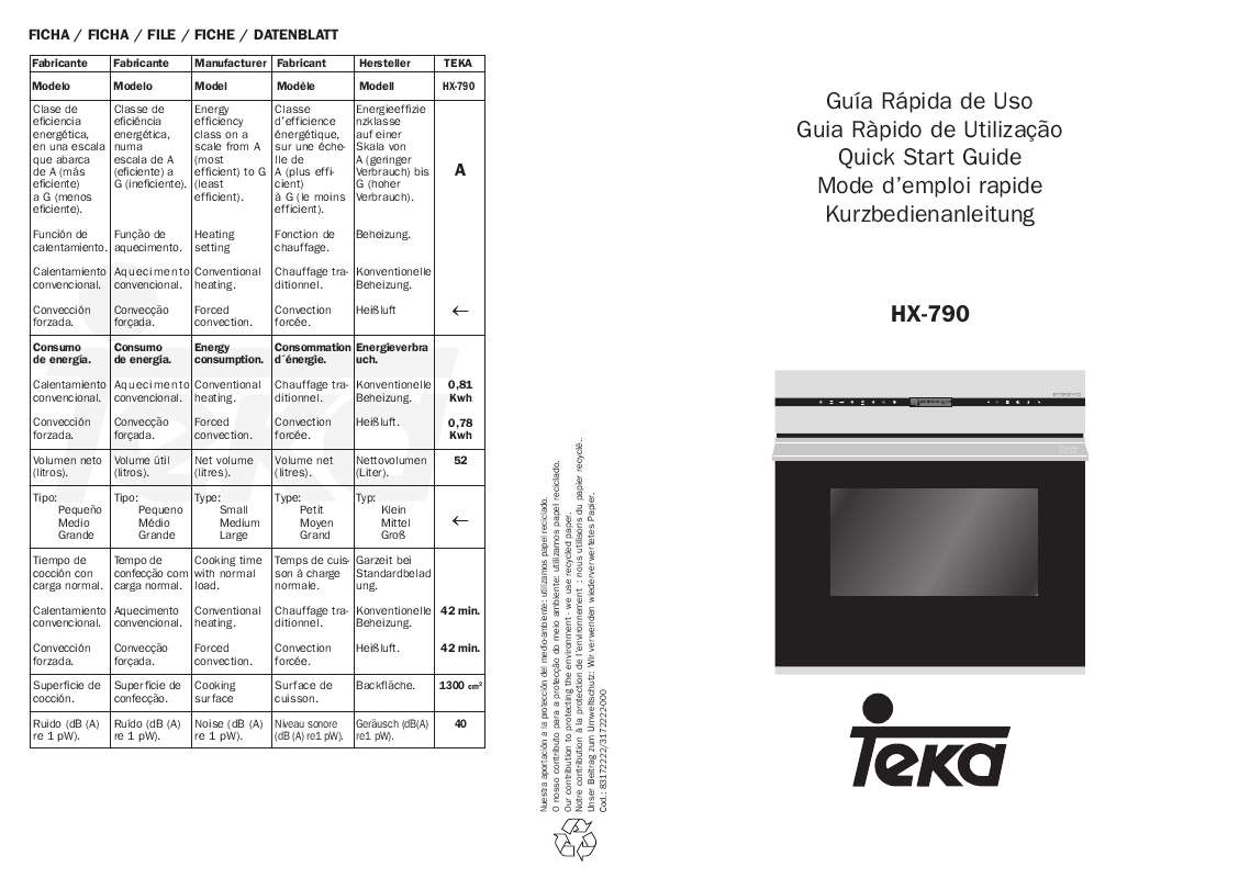 Guide utilisation TEKA HX-790  - INSTALATION MANUAL de la marque TEKA