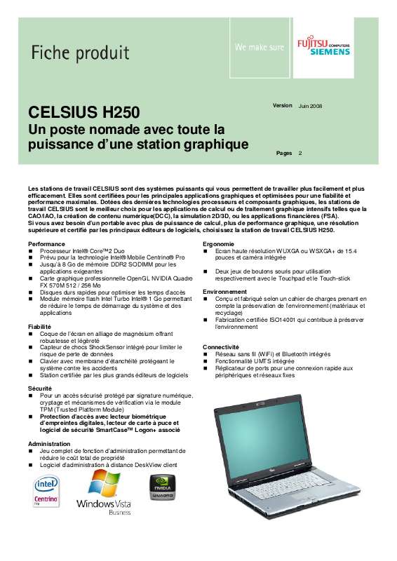 Guide utilisation FUJITSU SIEMENS CELSIUS H250  de la marque FUJITSU SIEMENS