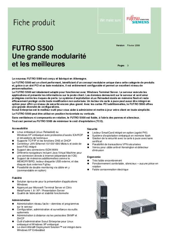 Guide utilisation FUJITSU SIEMENS FUTRO S500  de la marque FUJITSU SIEMENS