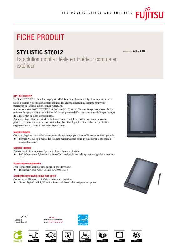 Guide utilisation FUJITSU SIEMENS STYLISTIC ST6012  de la marque FUJITSU SIEMENS