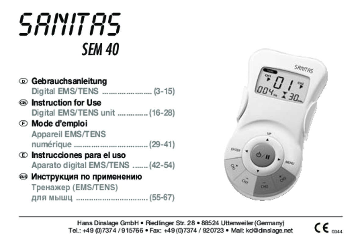 Guide utilisation  SANITAS DIGITAL EMS TENS  de la marque SANITAS