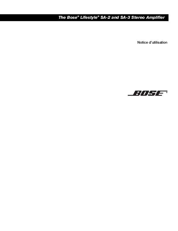 Guide utilisation  BOSE AMPLIFICATEUR STEREO LIFESTYLE SA-3  de la marque BOSE