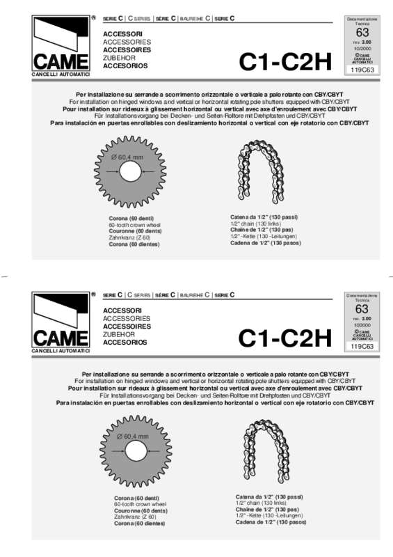 Guide utilisation  CAME C1-C2H  de la marque CAME