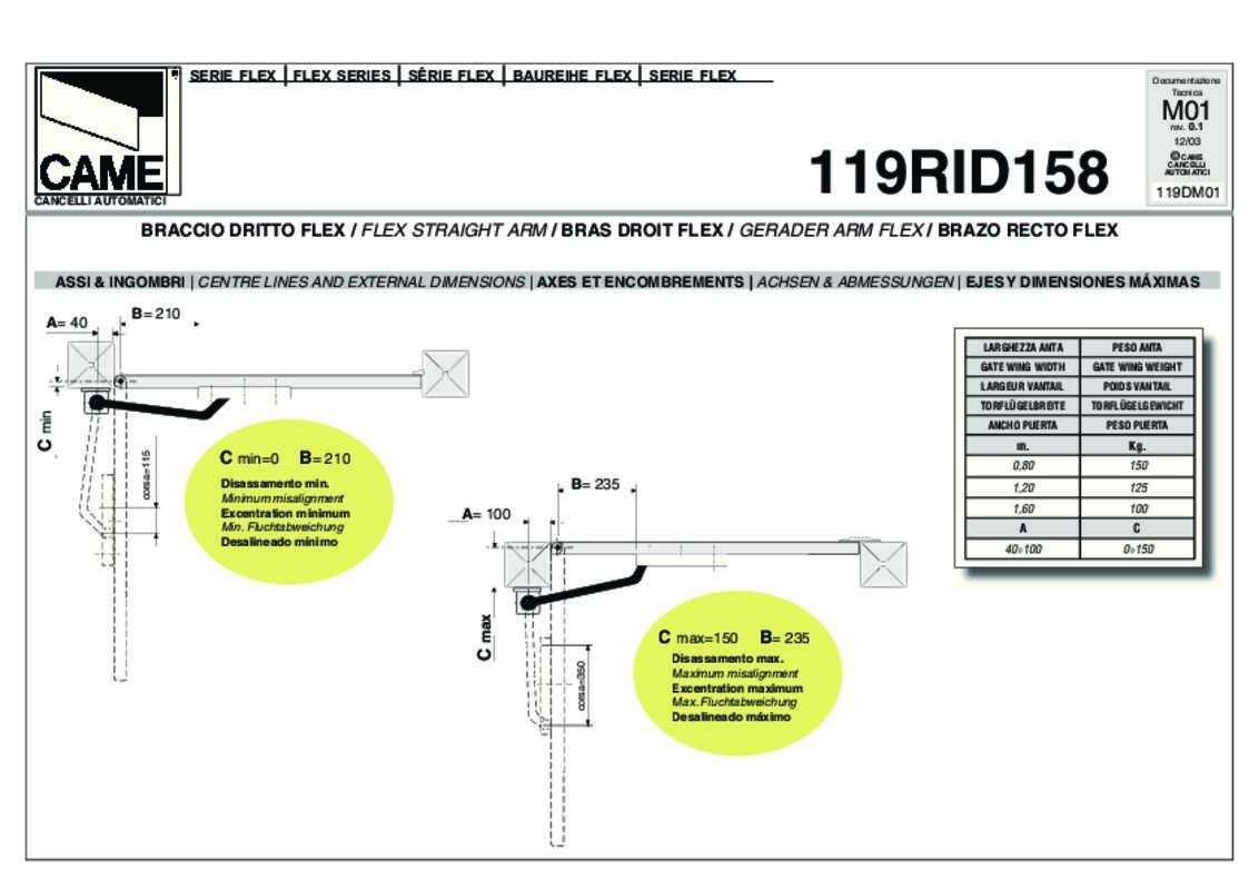 Guide utilisation  CAME FLEX 119RID158  de la marque CAME
