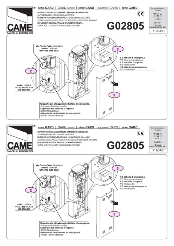 Guide utilisation  CAME G02805  de la marque CAME