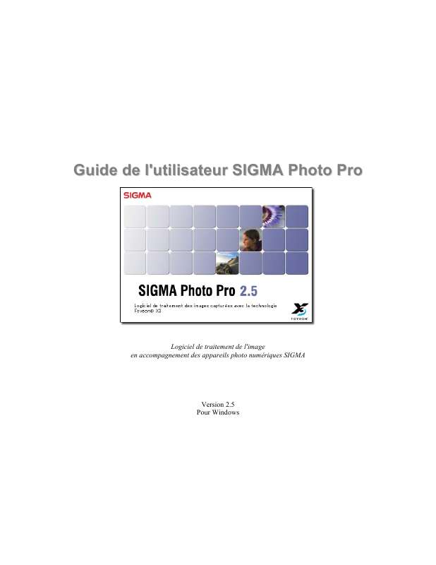Guide utilisation SIGMA PHOTO PRO 2.5  de la marque SIGMA