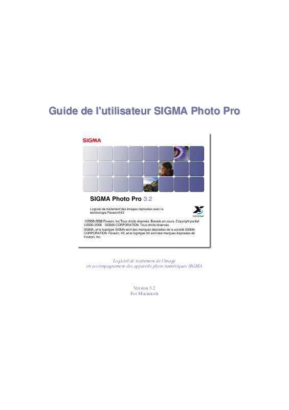 Guide utilisation SIGMA PHOTO PRO 3.2  de la marque SIGMA