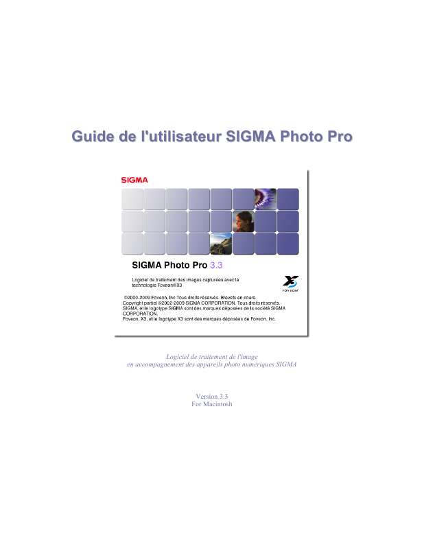 Guide utilisation SIGMA SIGMA PHOTO PRO 3.3  de la marque SIGMA