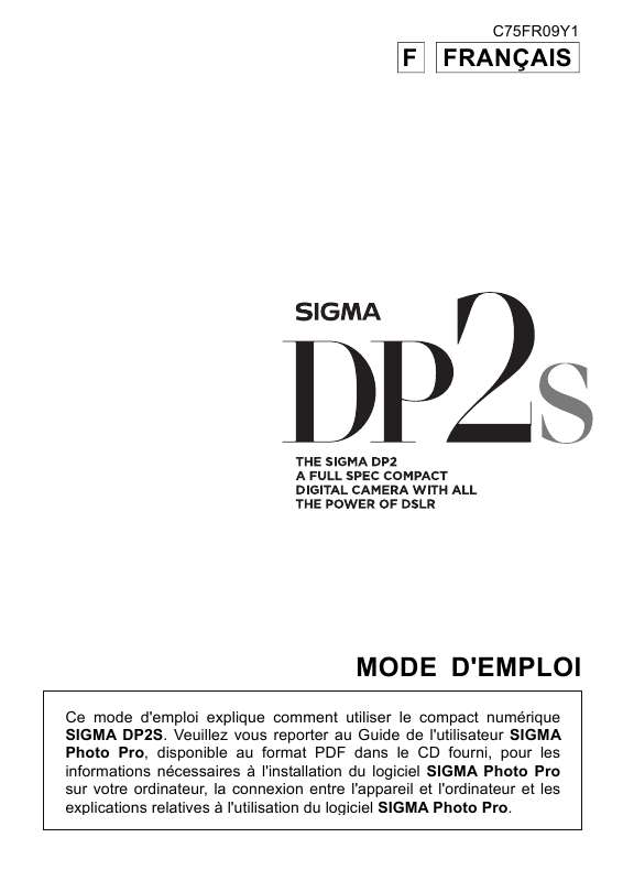 Guide utilisation SIGMA DP2S  de la marque SIGMA