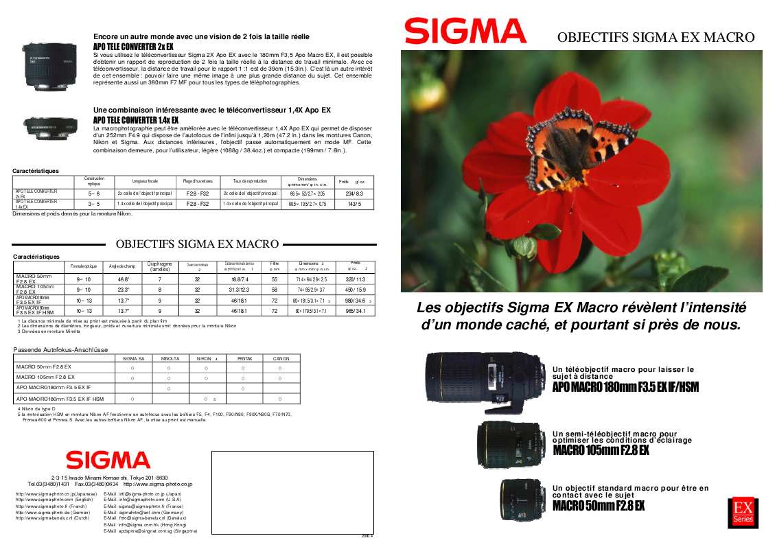 Guide utilisation SIGMA EX MACRO  de la marque SIGMA