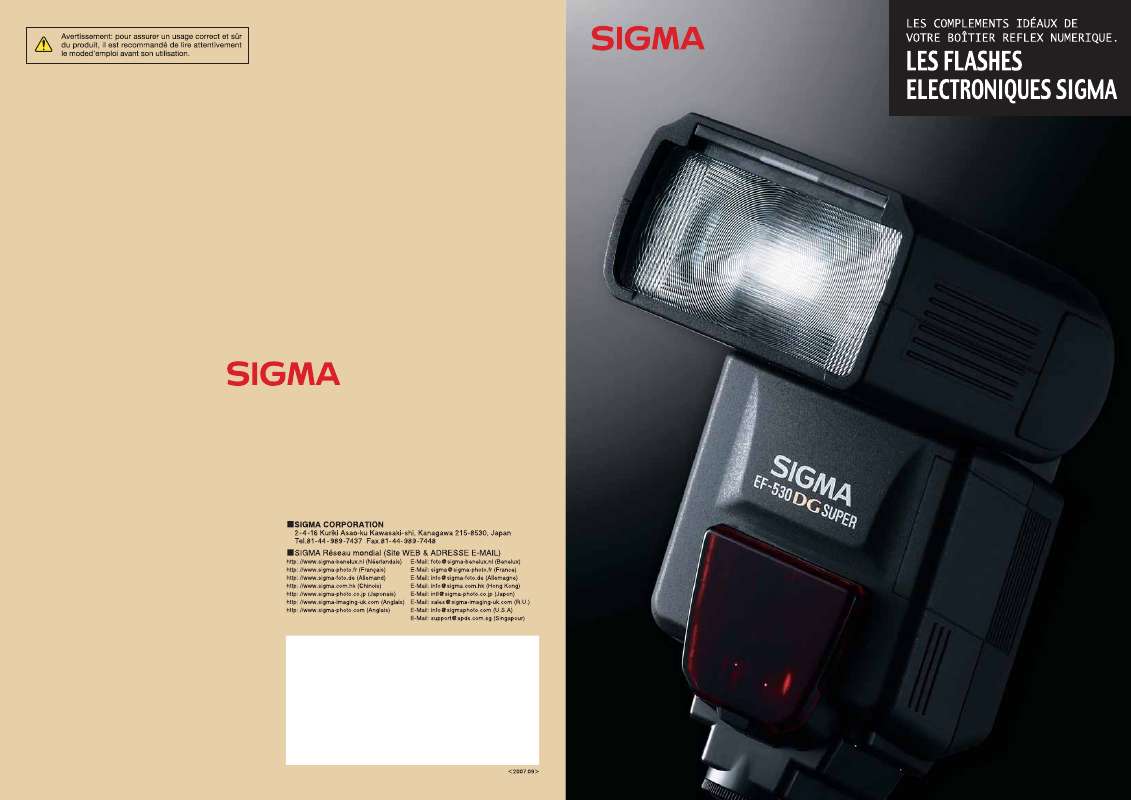 Guide utilisation SIGMA FLASH  de la marque SIGMA