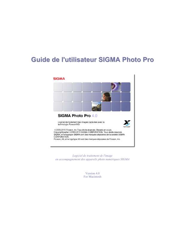Guide utilisation SIGMA PHOTO PRO 4.0  de la marque SIGMA