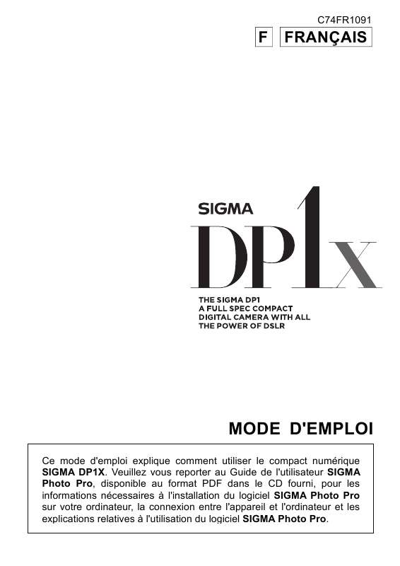 Guide utilisation SIGMA DP1X  de la marque SIGMA