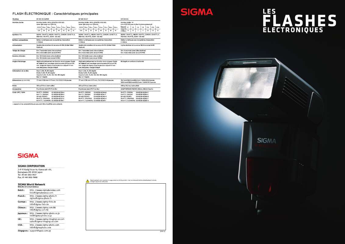 Guide utilisation SIGMA EF-610 DG ST  de la marque SIGMA