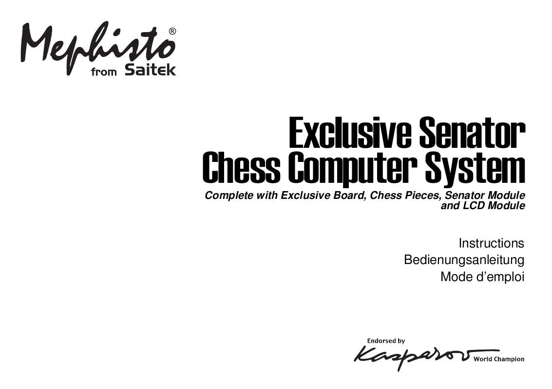 Guide utilisation SAITEK CT08V MEPHISTO EXCLUSIVE SENATOR CHESS COMPUTER SYSTEM  de la marque SAITEK