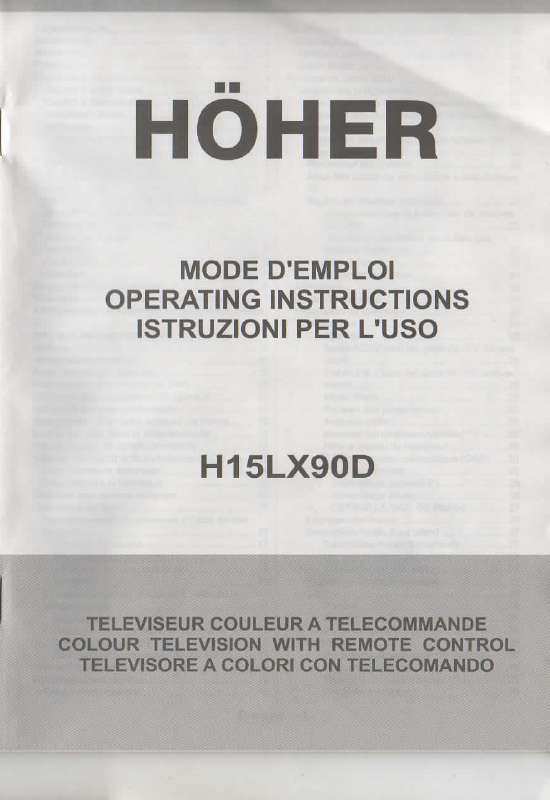 Guide utilisation  HOHER H15LX90D  de la marque HOHER