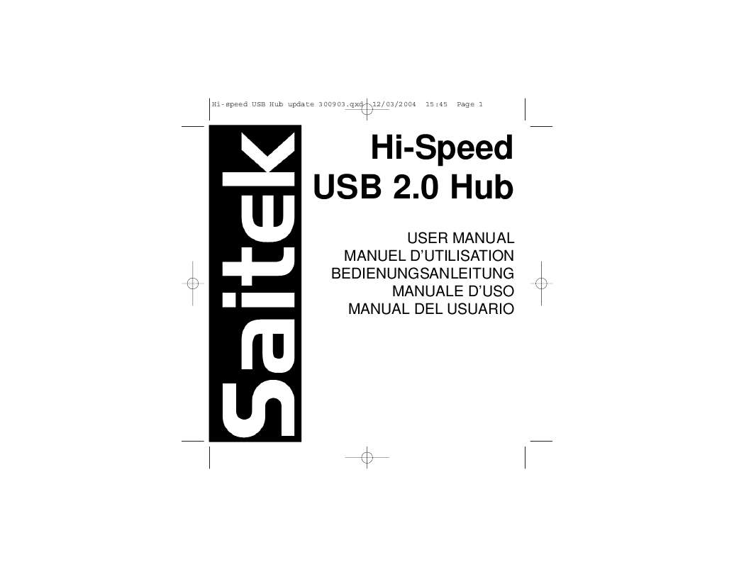Guide utilisation SAITEK HI-SPEED USB 2.0 HUB  de la marque SAITEK