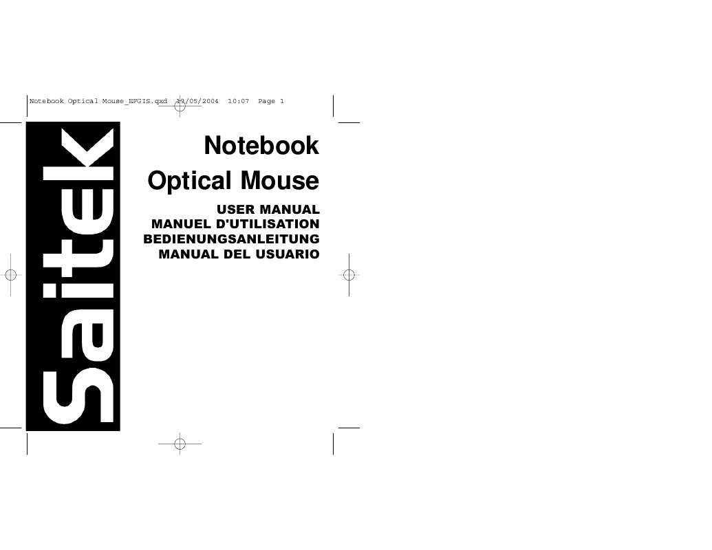 Guide utilisation SAITEK NOTEBOOK OPTICAL MOUSE  de la marque SAITEK