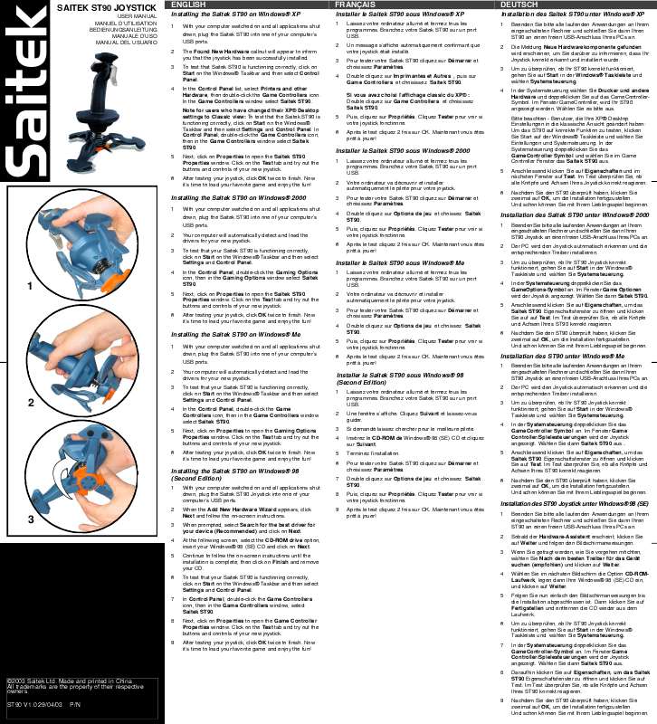 Guide utilisation SAITEK ST90  de la marque SAITEK