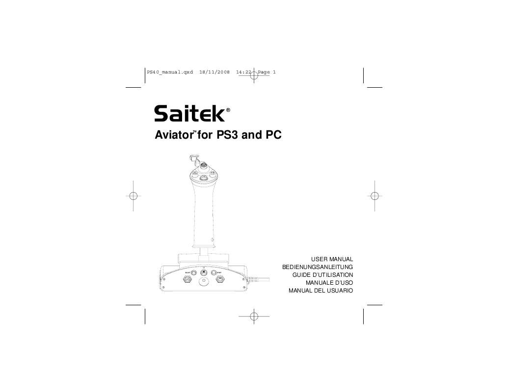 Guide utilisation SAITEK AVIATOR PS3 PC  de la marque SAITEK