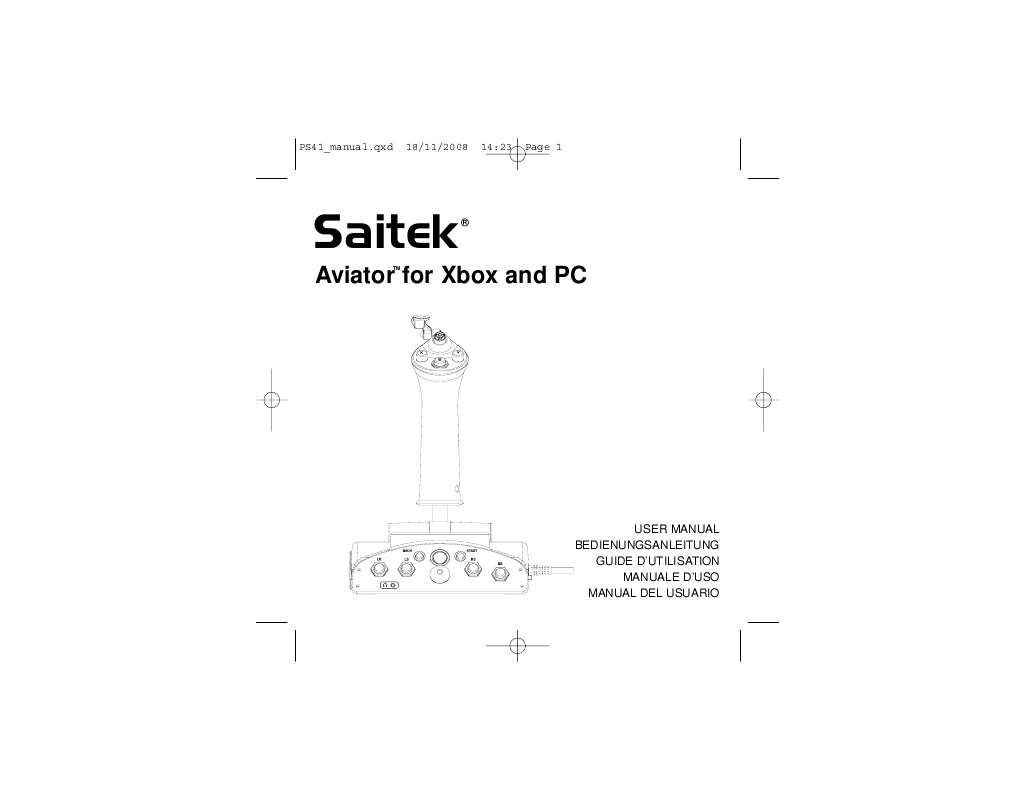 Guide utilisation SAITEK AVIATOR XBOX360PC  de la marque SAITEK