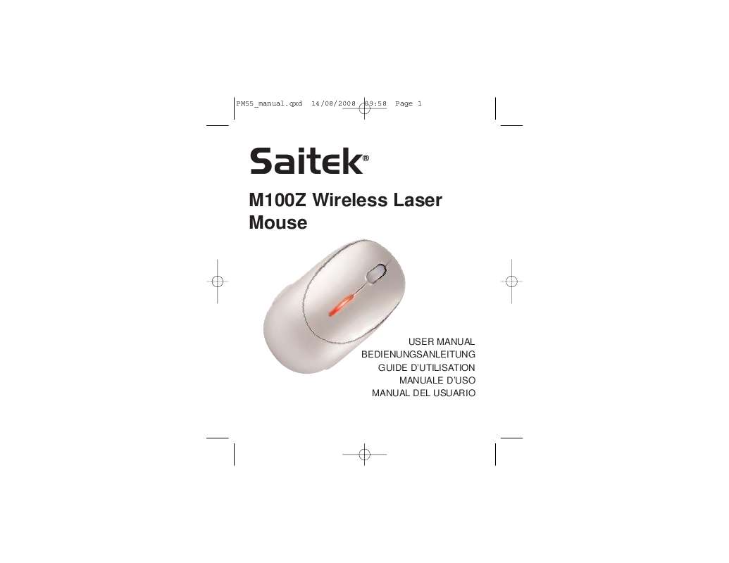 Guide utilisation SAITEK M100Z WIRELESS LASER MOUSE  de la marque SAITEK